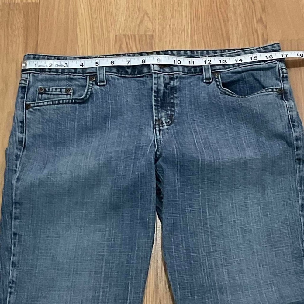 LEI Jeans Women Bootcut 11 (34x28) Raw Hem Medium Blue Back Flap Pockets Western - Picture 3 of 8